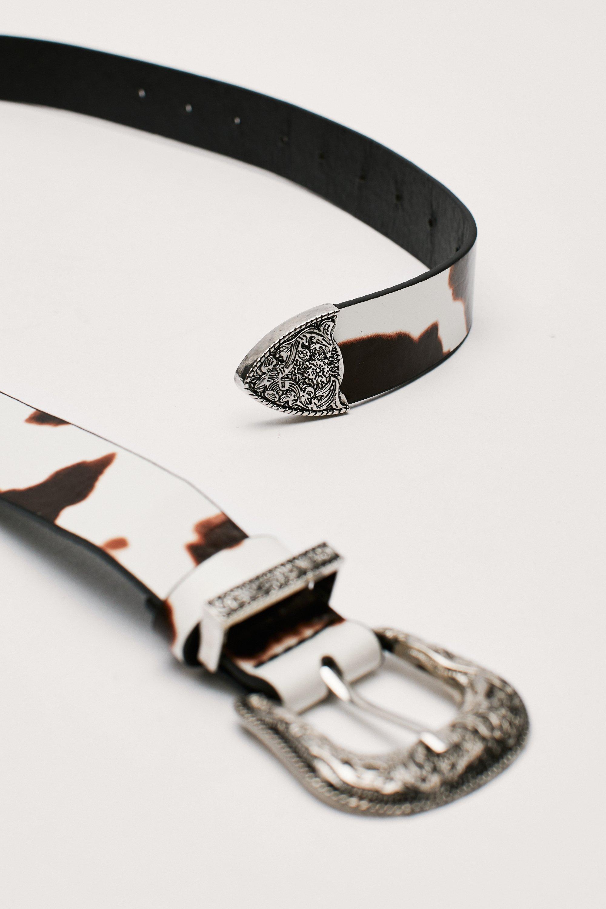 Cow print clearance belt